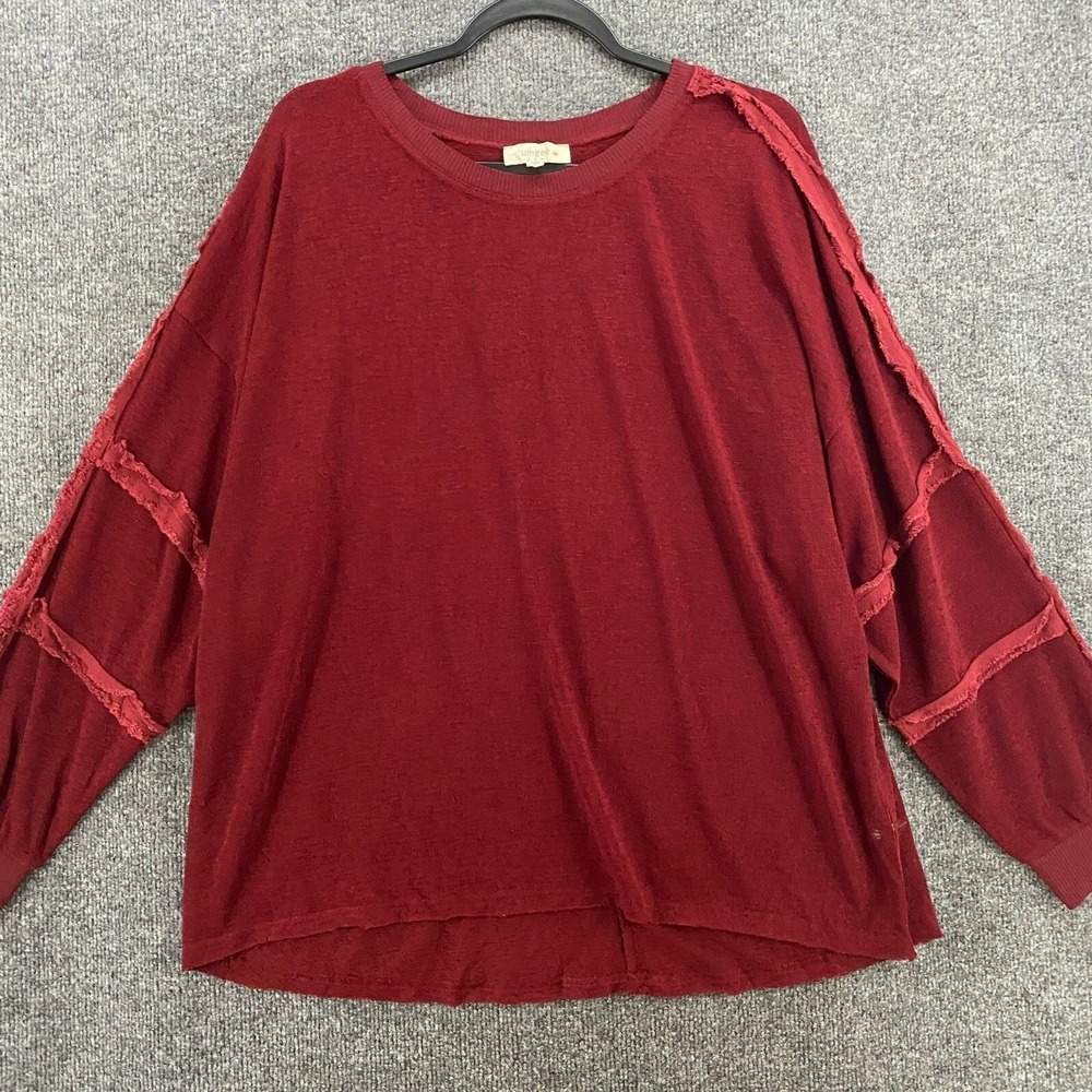 UMGEE Sweater Womens XL Burgundy Pullover Long Sleeves Lagenlook‎ Boho Hippie